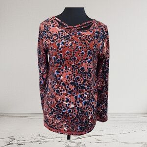 Papa Elegant Multicolor Floral Blouse With Criss Cross Neck Size Small